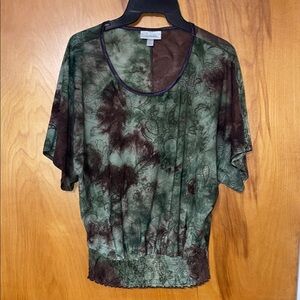 Dress Barn Green and Brown Women's Top